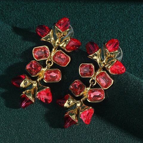 STALAIT Серьги-капельки с розовыми кристаллами