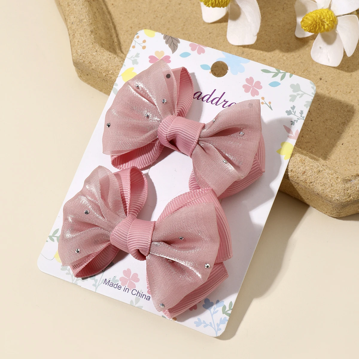 Сетчатые модные однотонные заколки для девочек с бабочками 2 шт