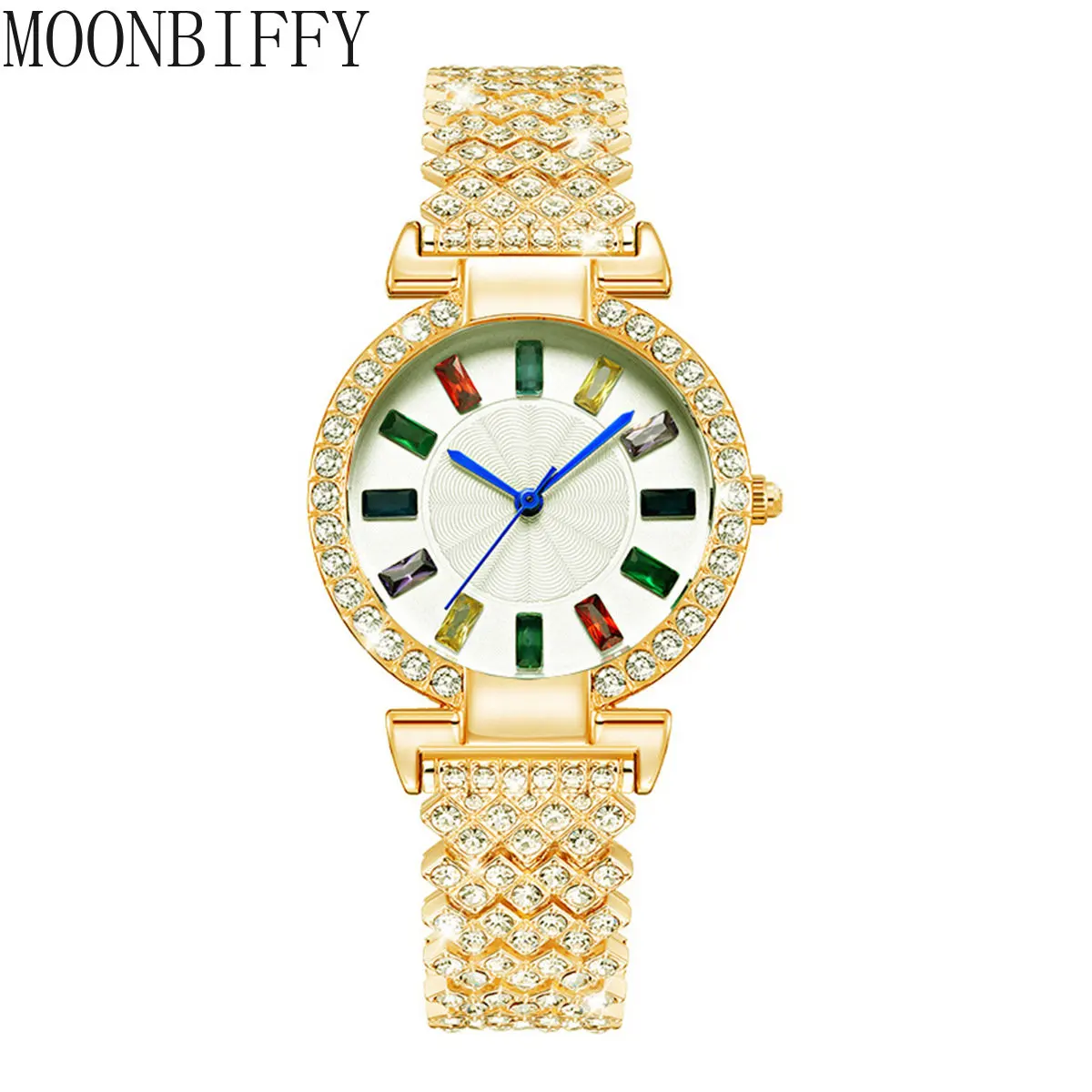 

Полностью алмазные водонепроницаемые женские часы, серебристые Роскошные Кварцевые часы с цветным кристаллическим циферблатом, женские наручные часы, женские часы