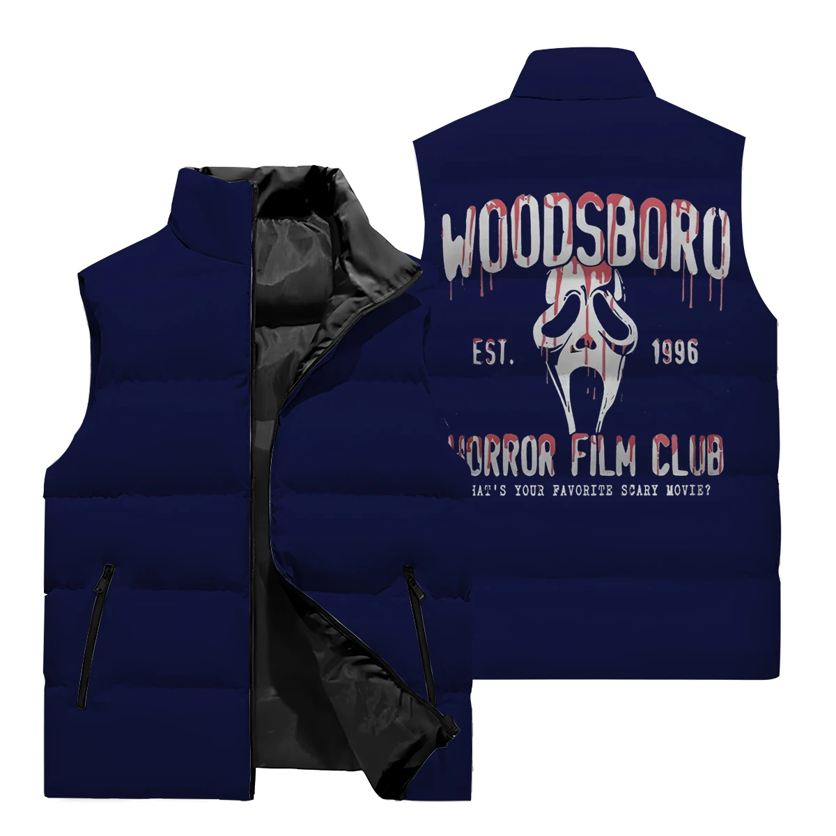 Осень/Зима 2024 новая мода с принтом ужасов буквы для мужчин однотонная куртка на