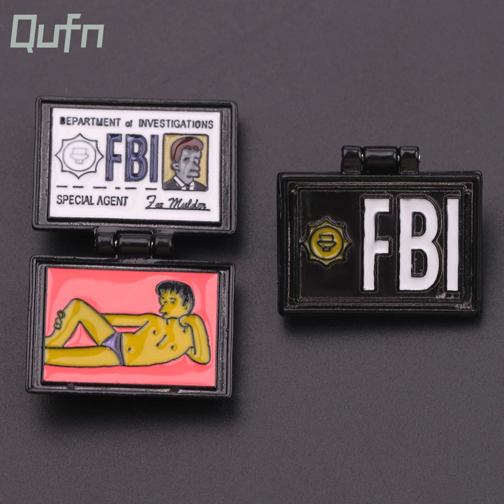 Milhouse FBI Pins Fox Mulder ID Card Brooches Enamel pins Lapel pins Badges Movie Jewelry Brooches for Geek