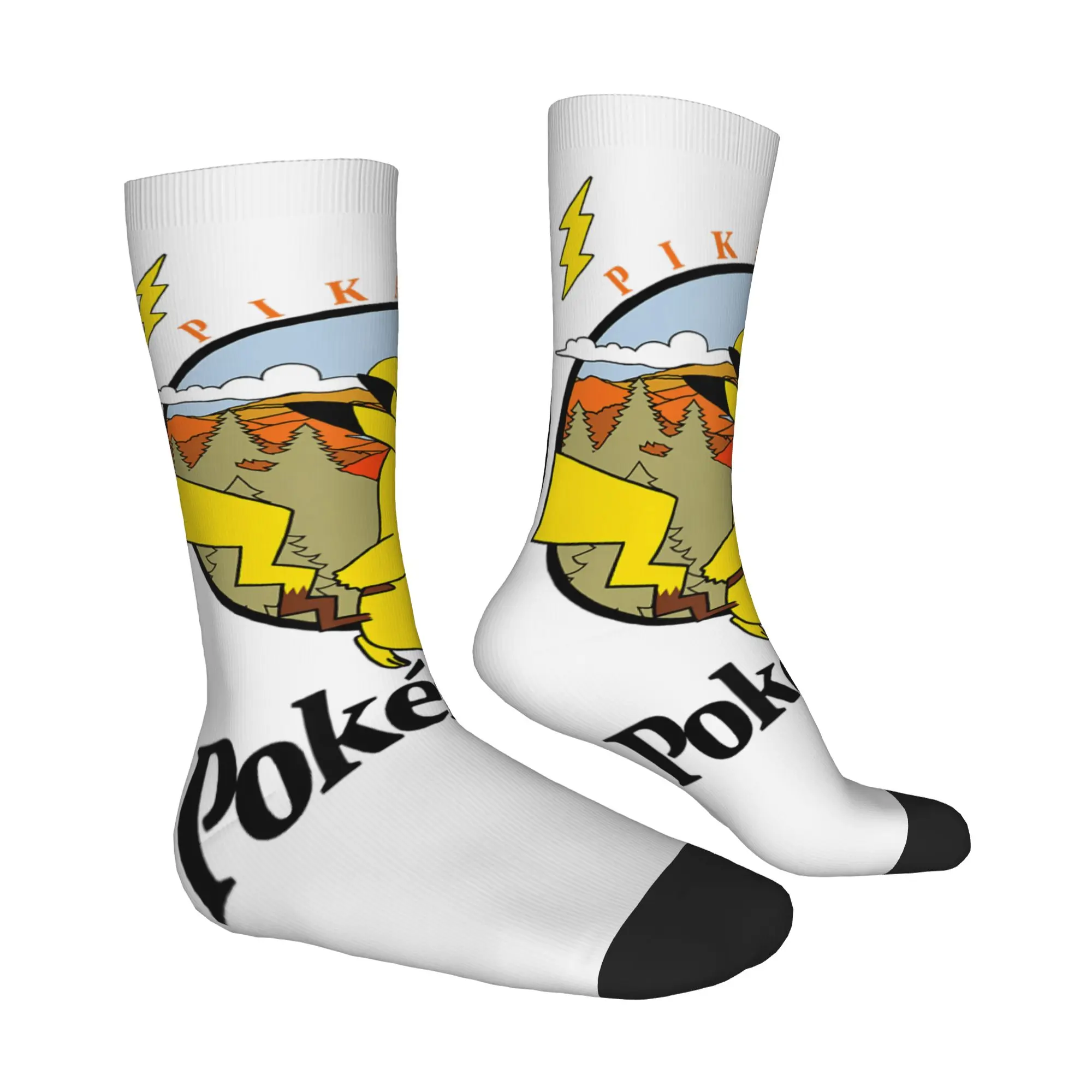 Фото Спортивные носки Bandai Pokemon Pikachu Outdoor Adventures Vintage Post Card в стиле ретро, уличный стиль, с оригинальным узором, Crazy Sock №3