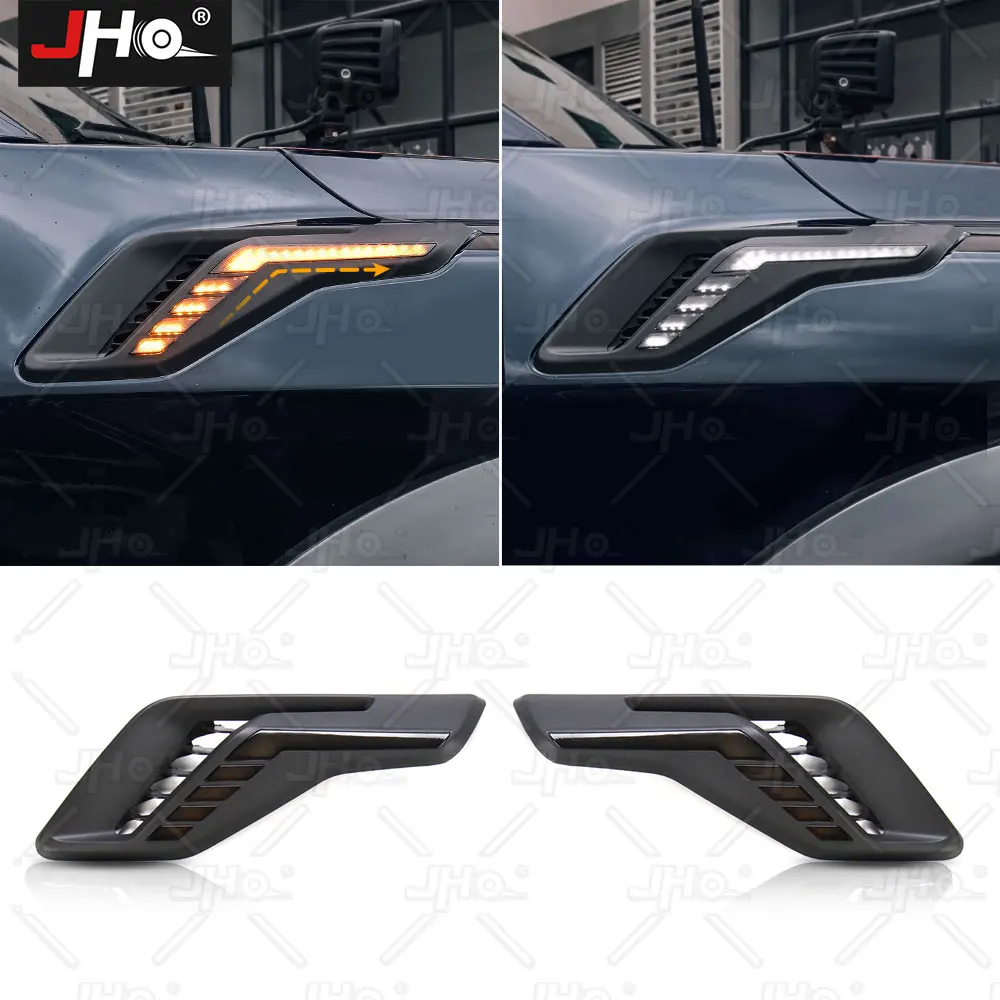 Переднее освещение JHO для вентиляционных отверстий, лампа для указателей поворота, подходит для Ford F150 Raptor 2021 2022 2023, внешние аксессуары для автомобиля