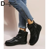 doratasia big size 35 43 brand new ladies solid ankle boots fashion zip chunky heels womens boots 2022 casual soft shoes woman