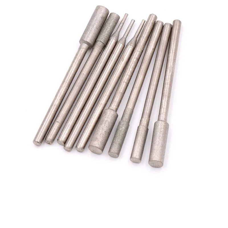 

10pcs 1-4mm Cylinder Diamond Grinding Head Grit 600/1200 Abrasive Wheel A Needle For Polishing Jade/Jewelry/Stone/Carving/Burrs
