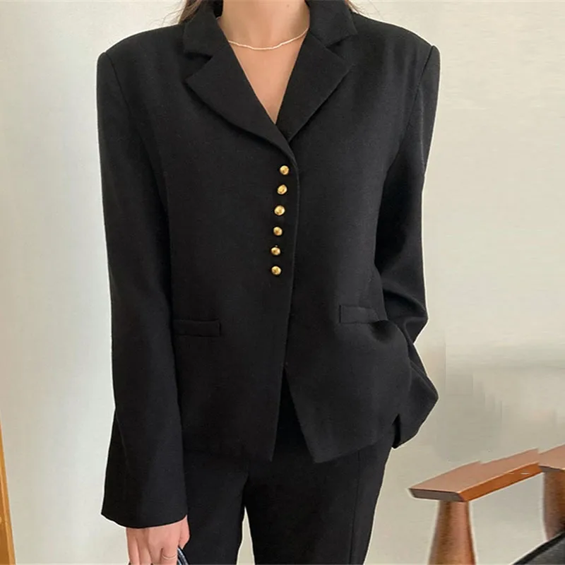 Женский пиджак с отложным воротником повседневный свободный в Корейском стиле