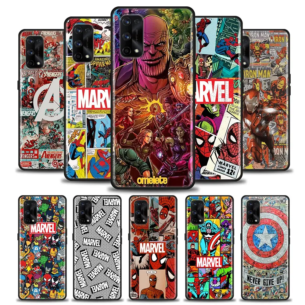 

Silicone Phone Case For Oppo Realme 5 5i 5s 6i 6 7 7i 8 8i 9 9i 5g Pro XT Black Soft Cover Cases Marvel Comics Avengers Logo