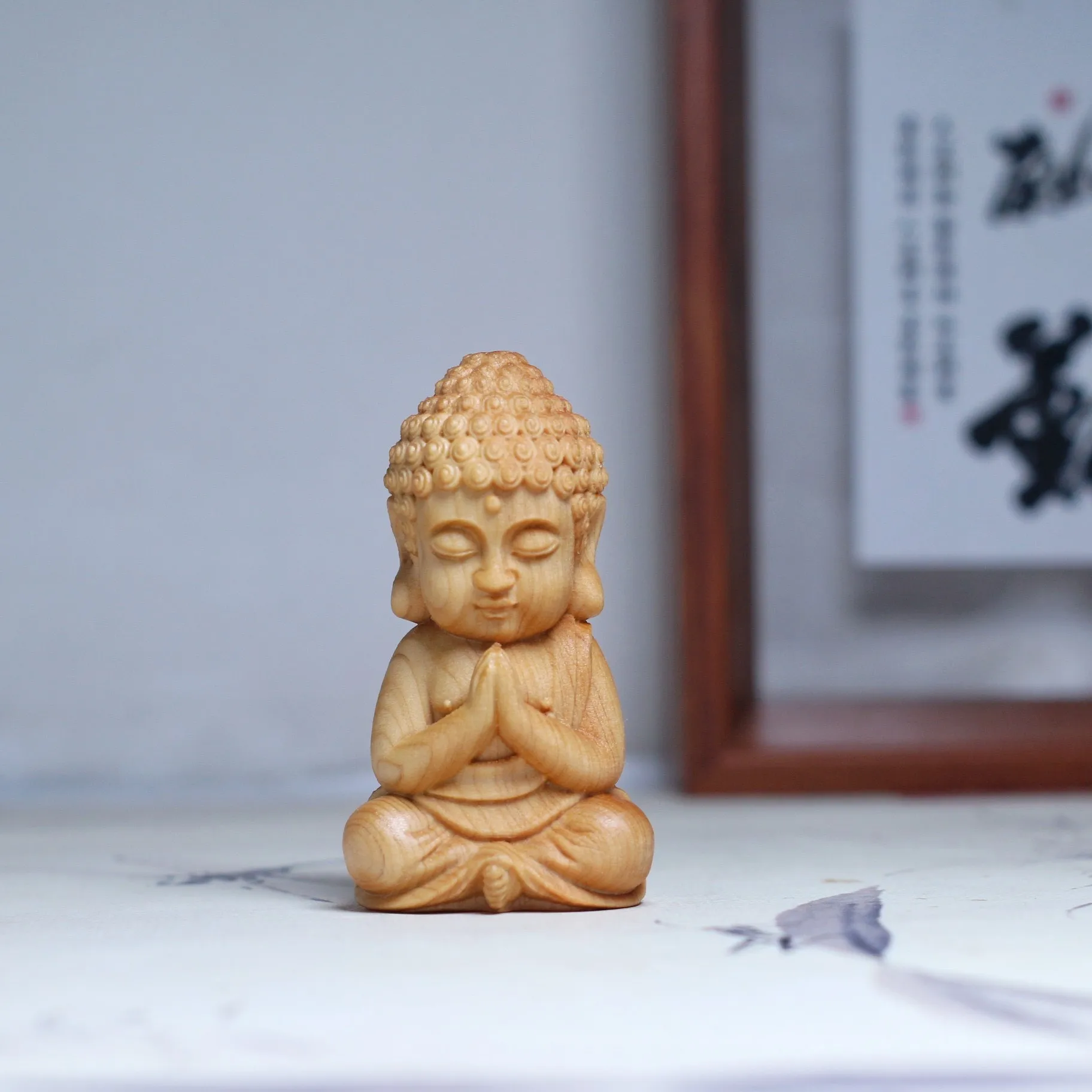 Деревянная статуэтка Будды Q-версии