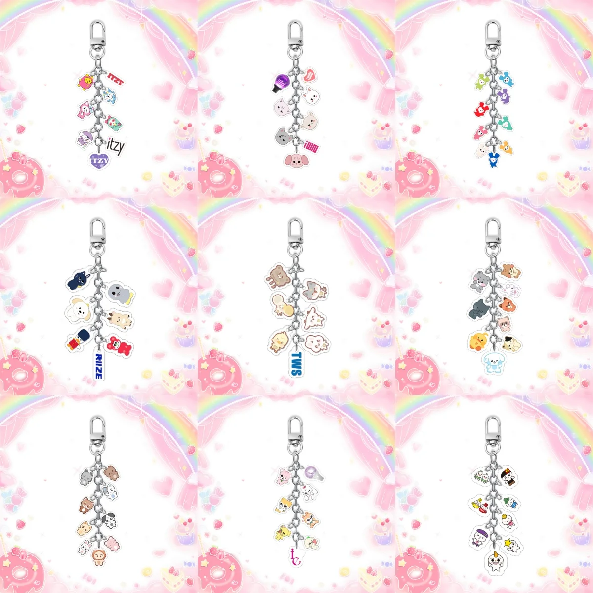 Брелок KPOP (G)I-DLE TWS ILLIT RIIZE ITZY Babymonster ZB1 мультяшный акриловый длинный брелок-цепочка