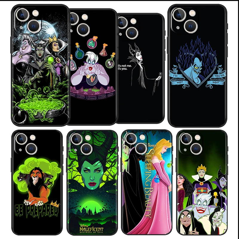 

Disney villains For Apple iPhone 13 12 Pro Max Mini 11 Pro XS Max X XR 6 7 8 Plus SE2020 Black Phone Case Funda Capa