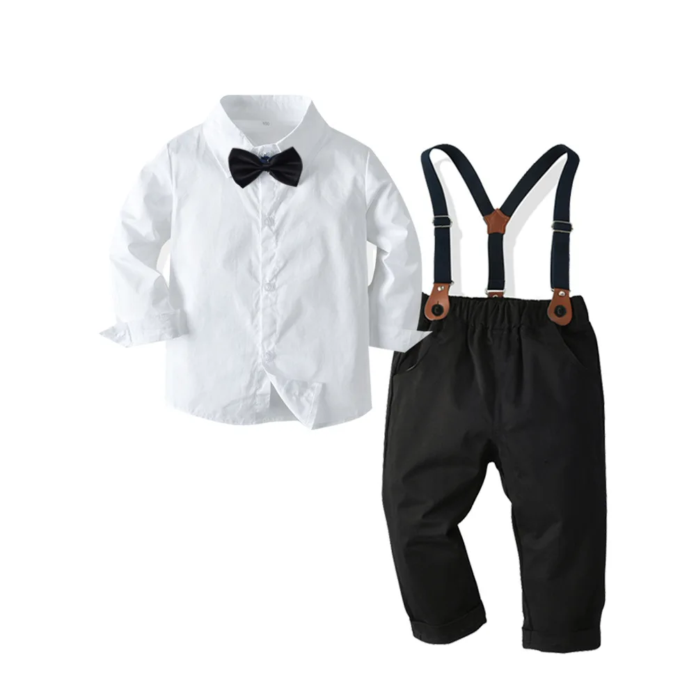 

Baby Clothes Kids Children Gentleman Suit Set Long Sleeve Shirt Tops with Suspender Pants Boys Wedding Birthday Outfit