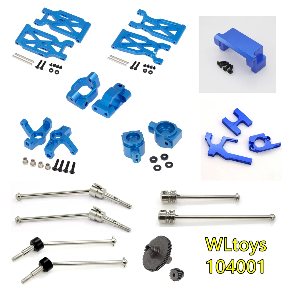 

WLtoys 104001 металлический обновленный поворотный рычаг, осевой кронштейн для рулевого стакана, основной приводной вал CVD Dogbone Stub для радиоуправ...