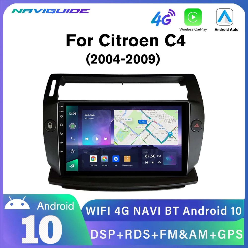 NAVIGUIDE Android 10 Автомобильный Мультимедийный Плеер Двойной Din 2G RAM 32G ROM GPS Видеоплеер BT