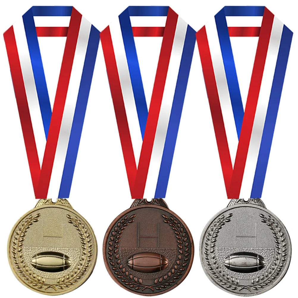 

3 Pcs Creative Medals Children Competition Sports Decor Kids Encouragement Decorative Award Awards Adults Prizes Rugby Gold