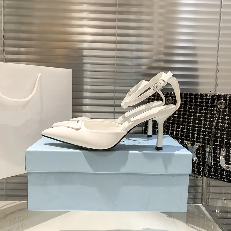 Lacquer Leather Buckle Women's Sandals New Slim Heel Sandals Women's Summer Fashion Designer's One Line Buckle High Heels Women