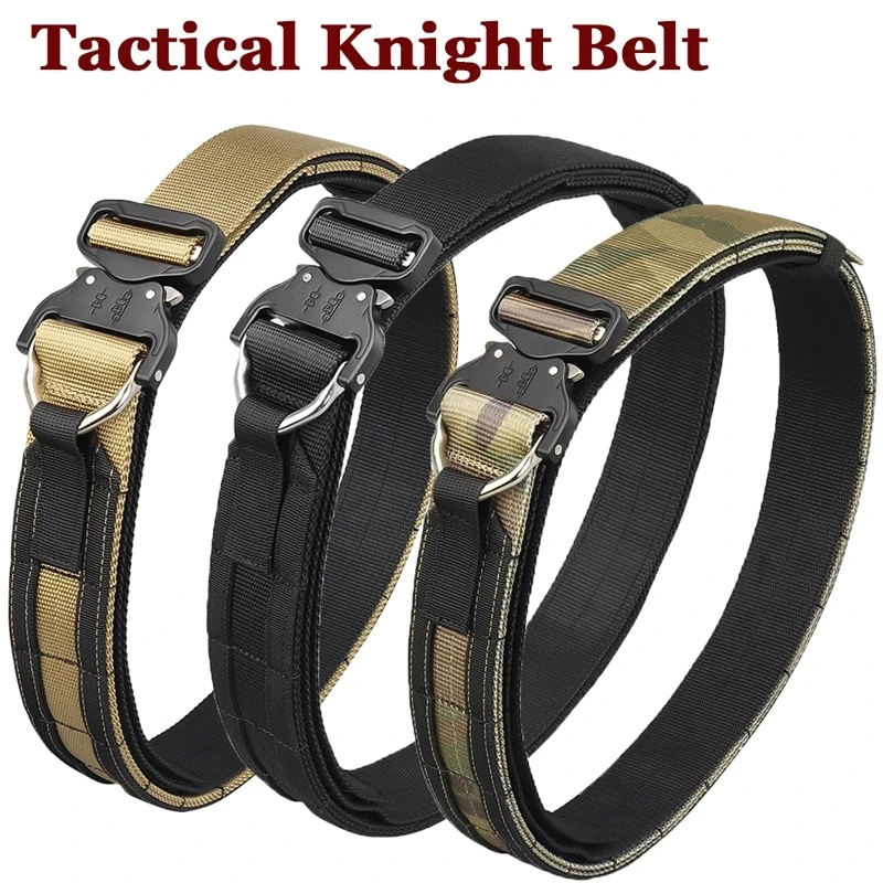 

Tactical Combat Molle Belt Quick Release Metal Buckle Mens Belts Military Hunting Airsoft Belt Outdoor CS Wargame 1.77 Inch