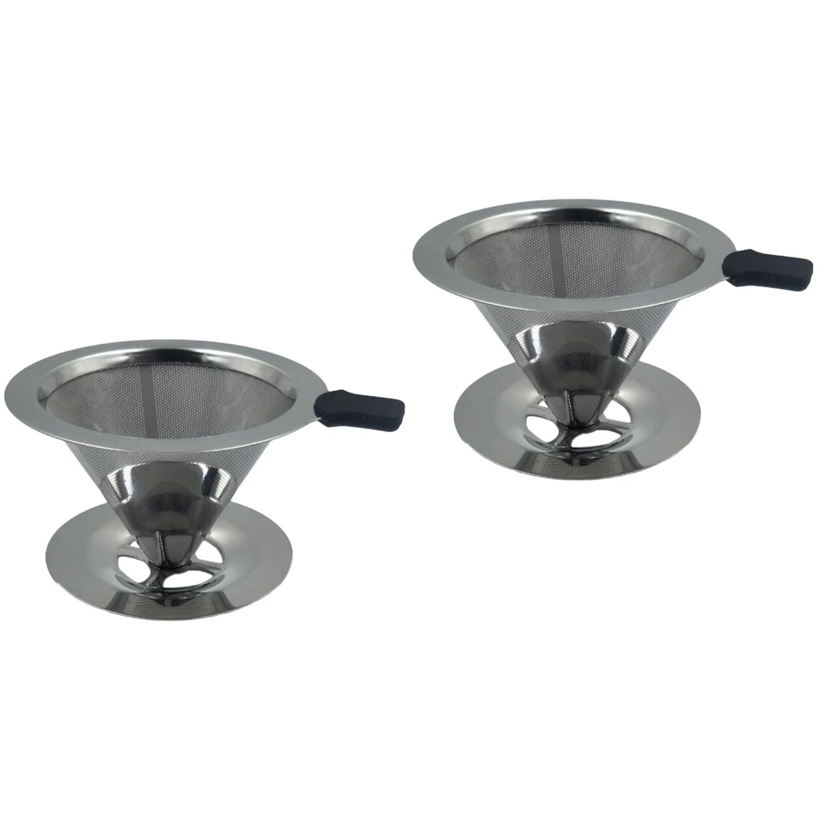 

2 Coffee Filter Stainless Steel Mesh Smooth Coffee Cone Coffee Filter Dripper with Cup Stand for Juices Coffee