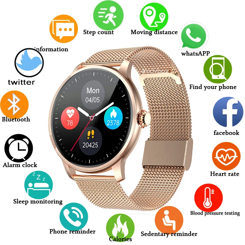 

2022 Смарт-часы с цветным сенсорным экраном для женщин и мужчин, мониторинг сердечного ритма и артериального давления, трекер активности, фитнес-смарт-часы