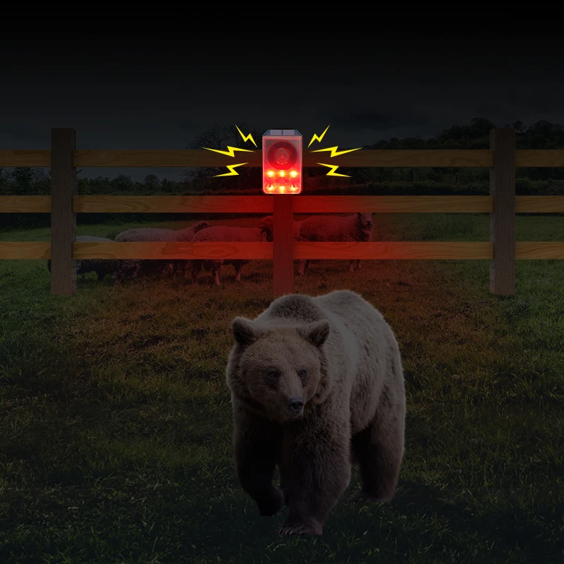 1~5PCS Solar Sensor Alarm Light Outdoor High Decibel Animal Repellent Anti-wild Boar Siren Recordable Waterproof Siren Home