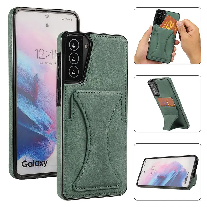 

For Samsung S22 S21 S20 S10 Plus Fe S10E Leather Case For Samsung S20 S21 S22 Ultra NOTE 20 Luxury Card Slot Bracket Cover