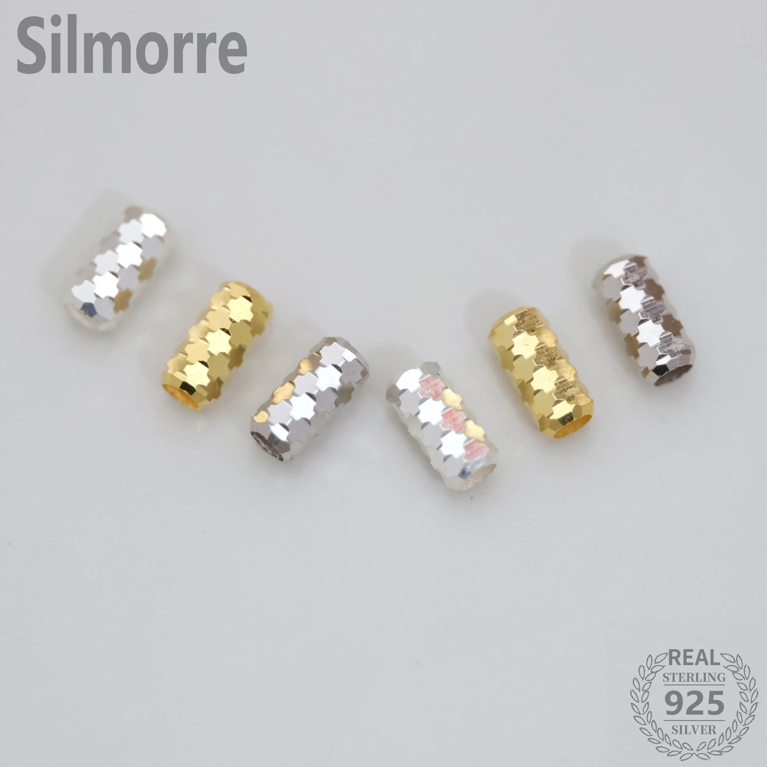 Бусины-разделители для ювелирных изделий серебро 100% пробы граненые 3*6 мм 2 шт. JQ0074