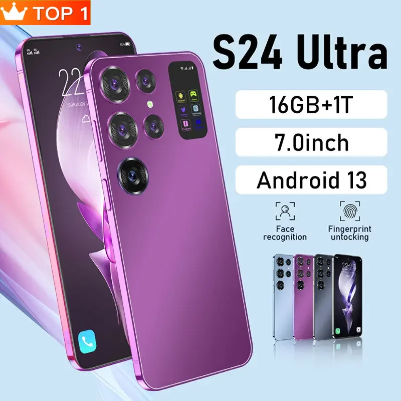 

New S24 Ultra Smartphone Original 7.0 Inch Global Celular Unlocked Phones 16GB+1TB 5G Dual SIM Mobile Phones 72MP HD Cell Phone