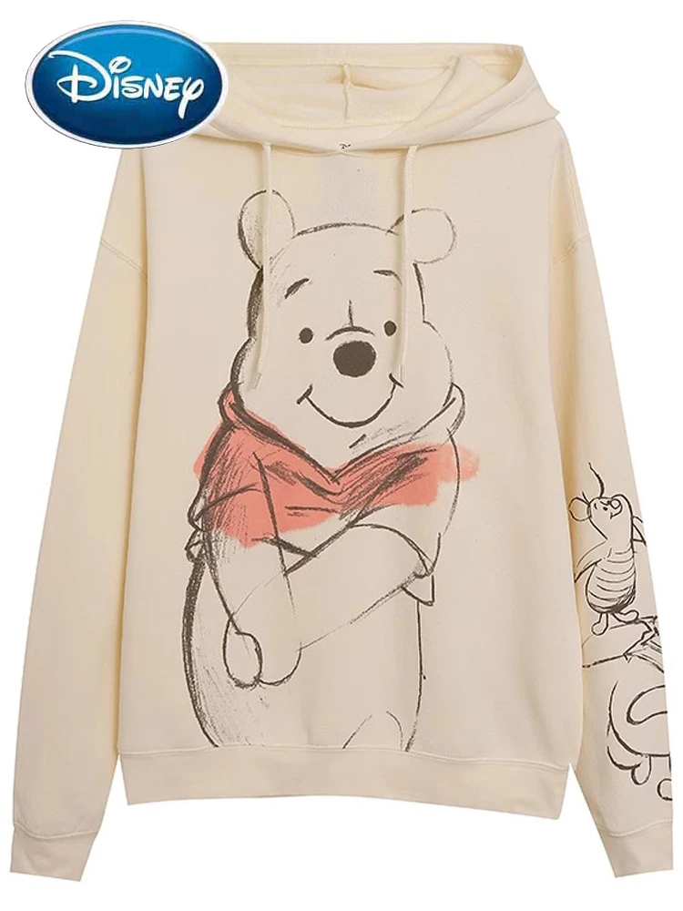 

Модный свитшот Disney с принтом Винни-Пуха, медведя, свинки из мультфильма, милый женский пуловер с капюшоном, джемпер с длинными рукавами, топы для женщин
