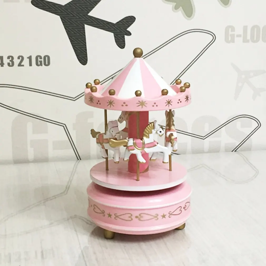 

Merry-Go-Round Wooden Music Box Toy Child Baby Game Home Decor Carousel horse Music Box Christmas Wedding Birthday Gift Hot