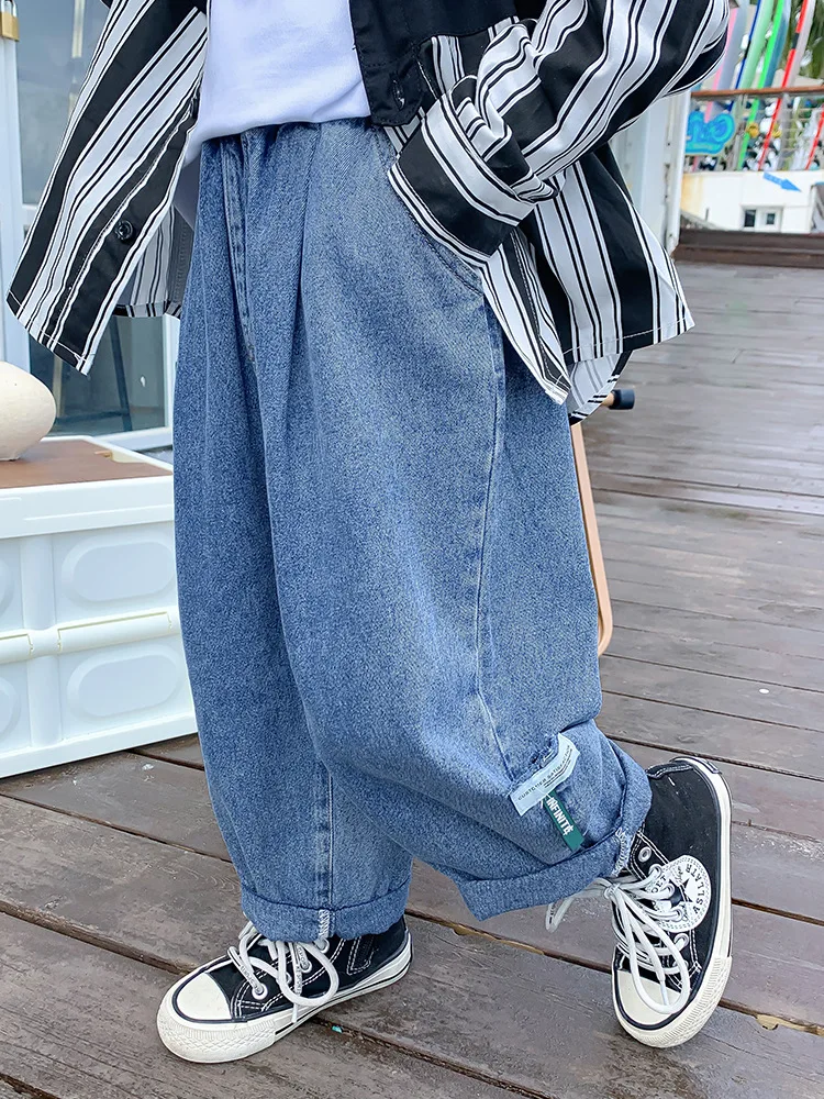 

Boys' Unisex Jeans Children's Day Fashion Brand Handsome Fashion Simple Pants Large Pocket Denim Pants Girl