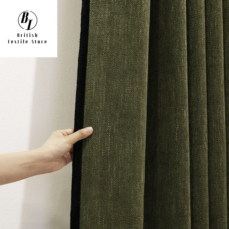 Модные зеленые синельные шторы в стиле ретро для гостиной спальни столовой