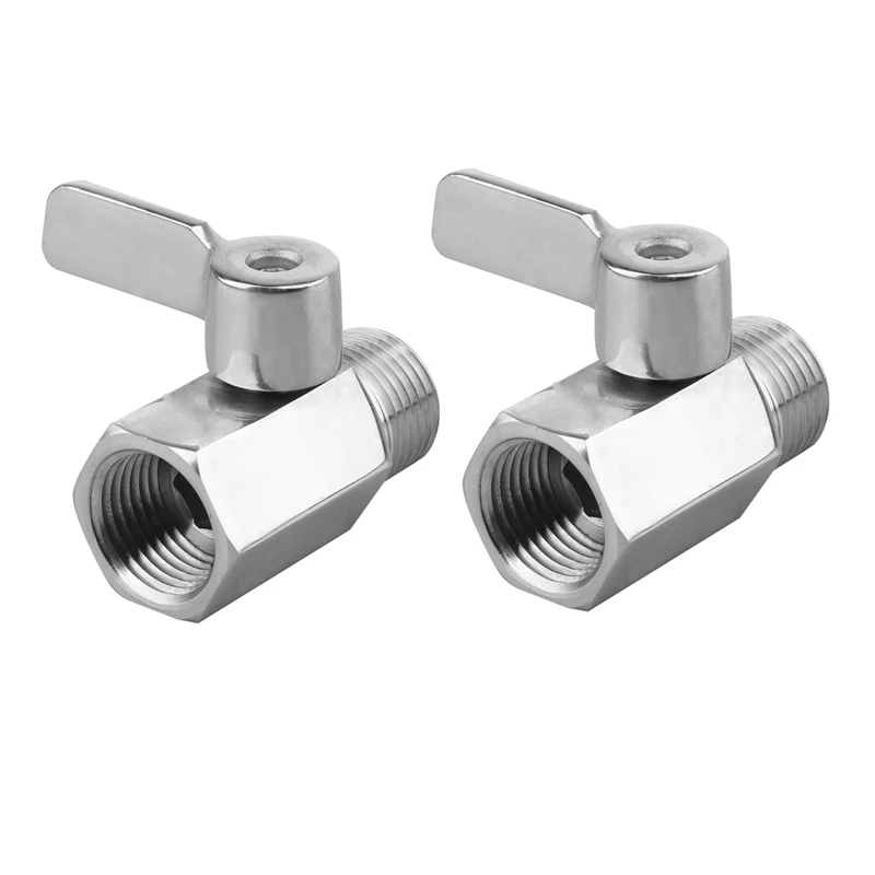 

2X 316 Stainless Steel Mini Ball Valve(1/2 Inch Female X Male) NPT Thread, Water Flow Regulator Head Control Valve