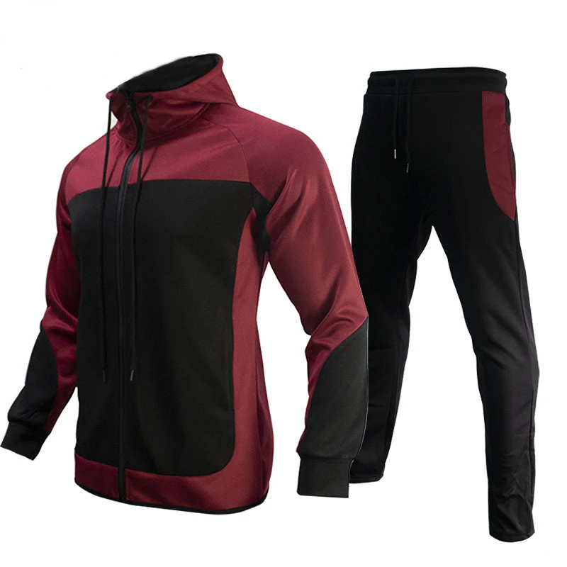 2022New Spring Autumn Men's Sets Casual Tracksuit Fashion Zipper Jacket+Sweatpants Two Pieces Sets Men Patchwork Male Sports