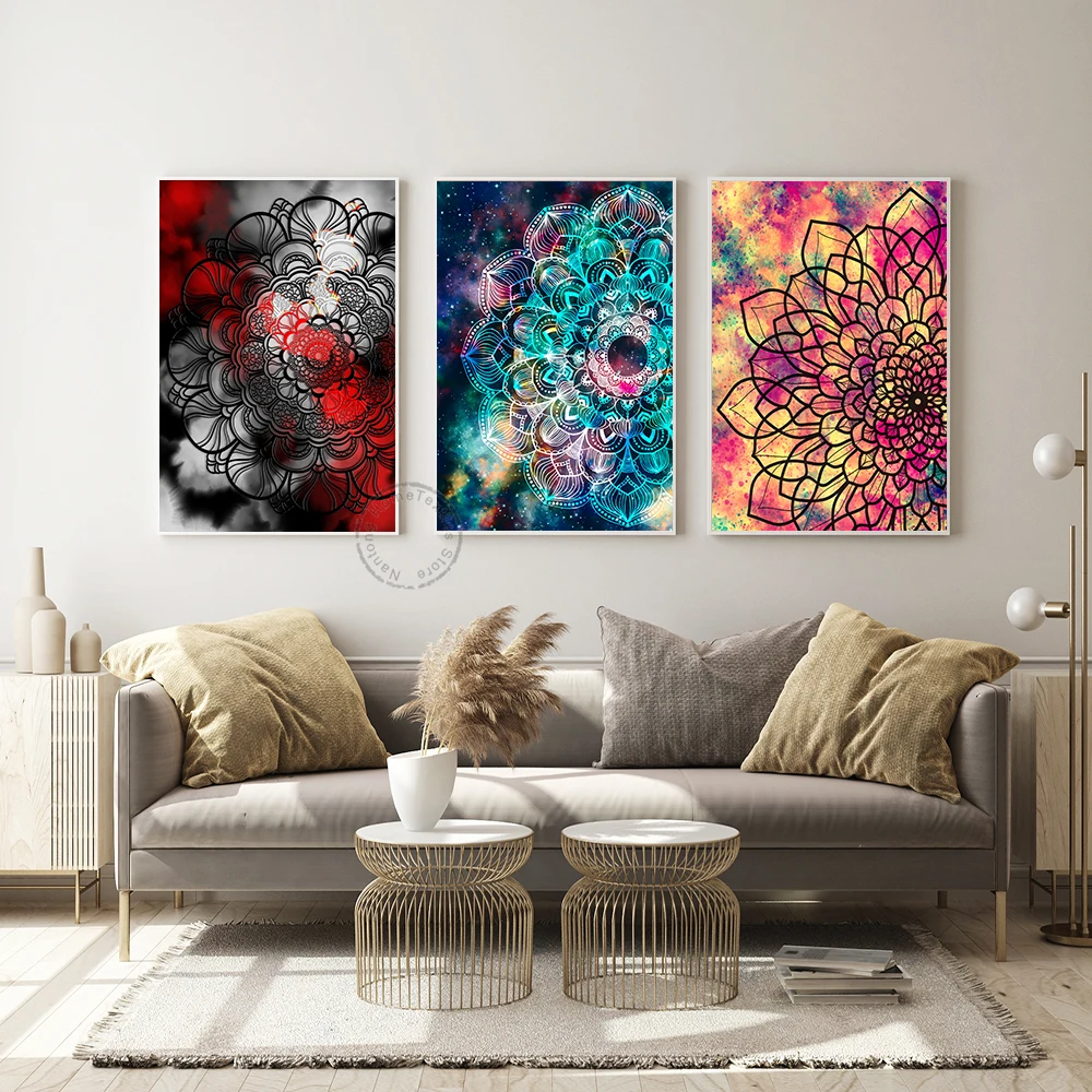 Картина на холсте Мандала богемные настенные постеры декор в стиле бохо и принты
