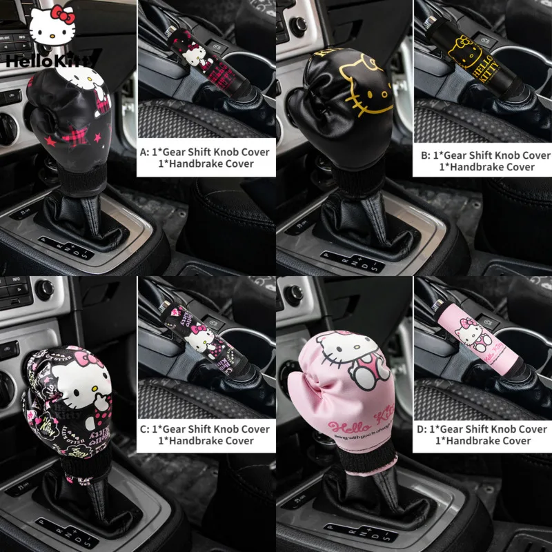 

Hello Kitty Car Gear Shift Knobs Cover Case Auto HandBrake Cover PU Leather Car Gear Shift Knob Shift Cover Car Accessories