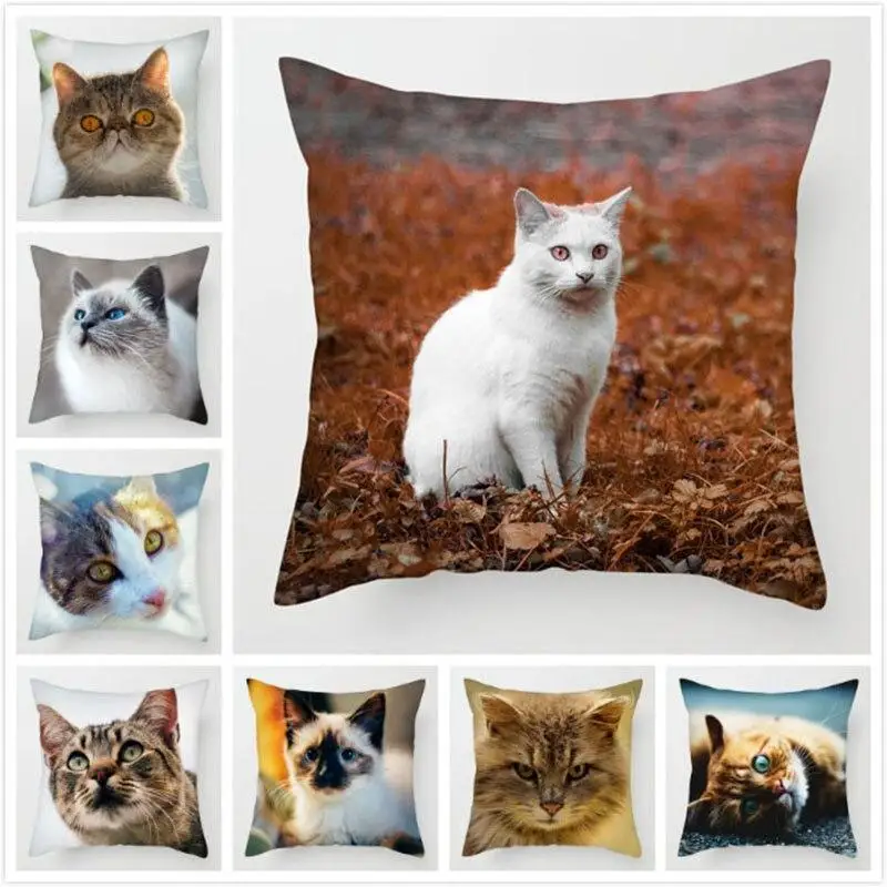 

Cute cat family pillowcase Square pillowcase home office cushion cover