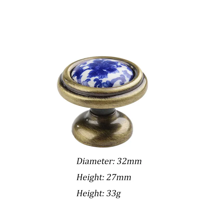 

Ручки для шкафов MFYS керамические синие круглые с цветами