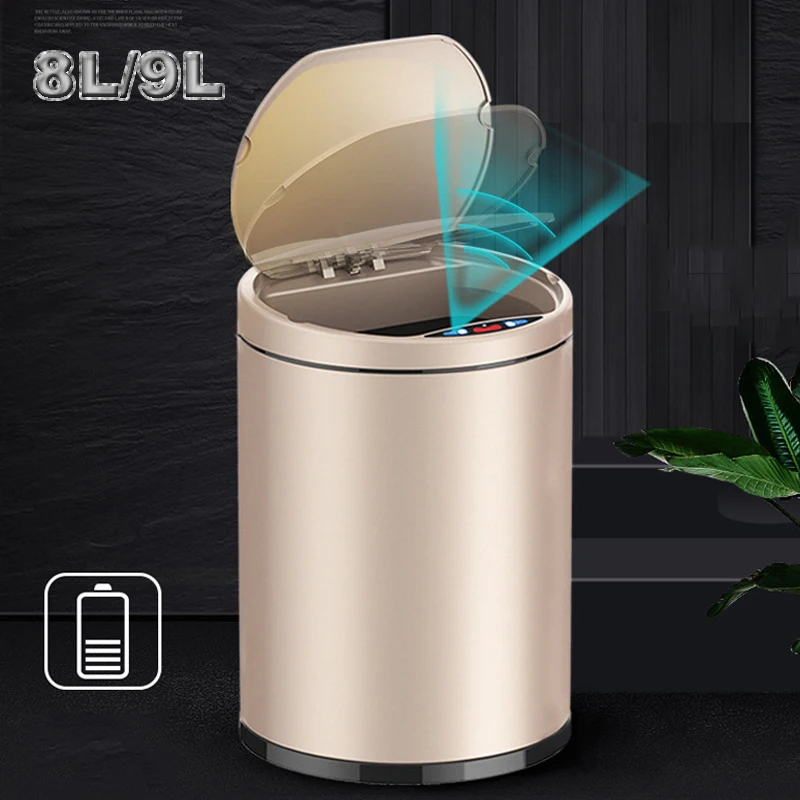 

Мусорная корзина из нержавеющей стали с инфракрасным датчиком движения и крышкой, л