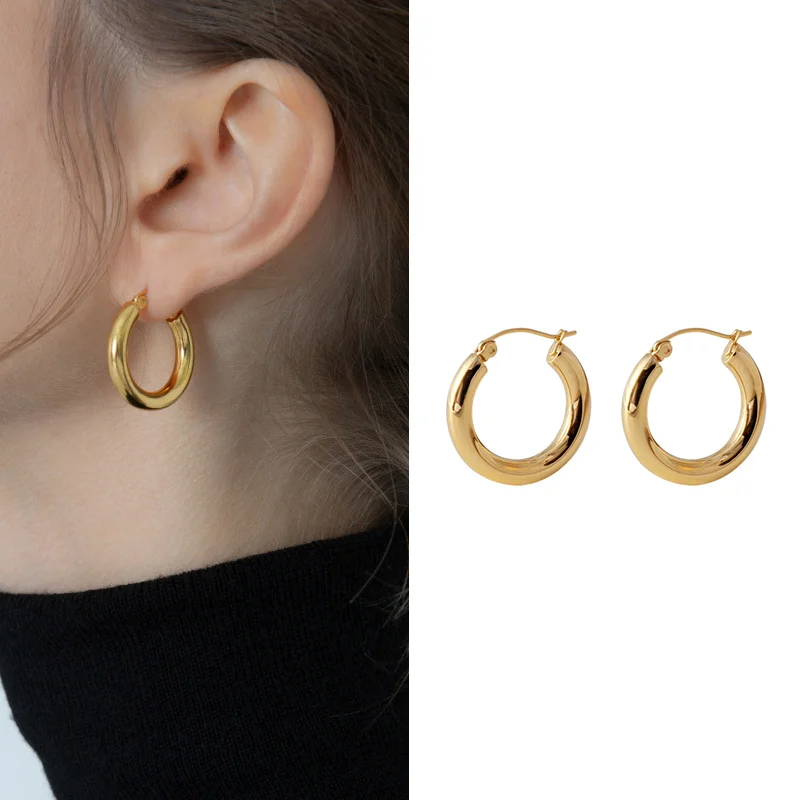 

Women's 925 Sterling Silver French Circle Earrings Exaggerated Personality Light Luxury Simple Net Red Earrings Trendy