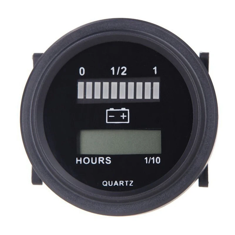 12 فولت/24 فولت/36 فولت/48 فولت/72 فولت LED مؤشر شحن حالة البطارية الرقمية مع ساعة متر مقياس أسود