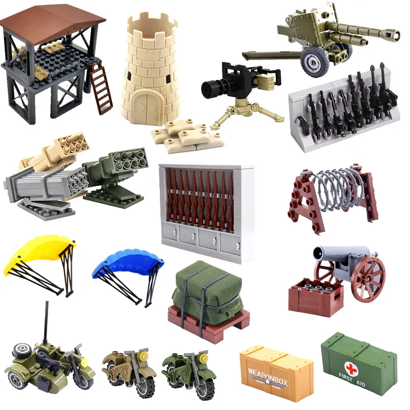 Оружие гэтлинга пистолет строительные блоки Военные солдаты фигурки аксессуары