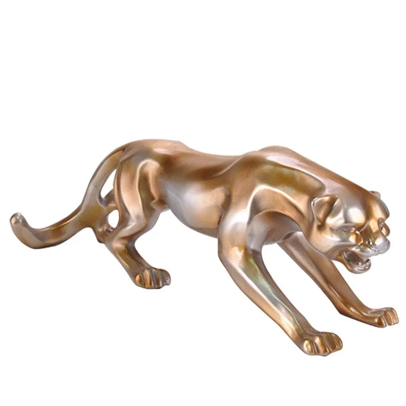 

45CM CREATIVE ART LEOPARD STATUE COLD CAST COPPER ANIMAL CHEETAH FIGURINE RESIN CRAFTS HOTEL CLUBHOUSE LIVING ROOM DECOR R1423