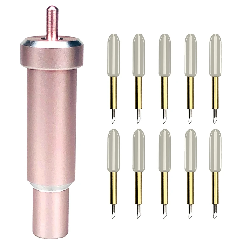 

BEAU-10Pcs Premium Fine Point Plotter Knives Cutting Blade Vinyl Cutter For Cricut Explore One Explore Air+1Pc Blade Holder