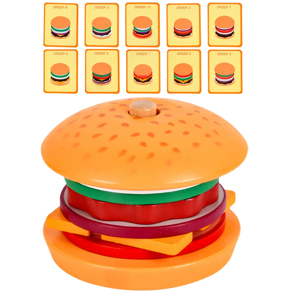 Burger Toy Kid Toys Kids Toys Stack Manual Matching Cognition Wood Funny Food Toys Preschool Party Favors Kids Montessori Toys