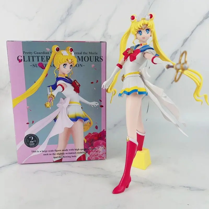 

25cm Anime Sailor Moon Figure Tsukino Usagi Model Dolls Sailor Glitter Glamours Action Figure Ornament Collection Kids Toy Gifts