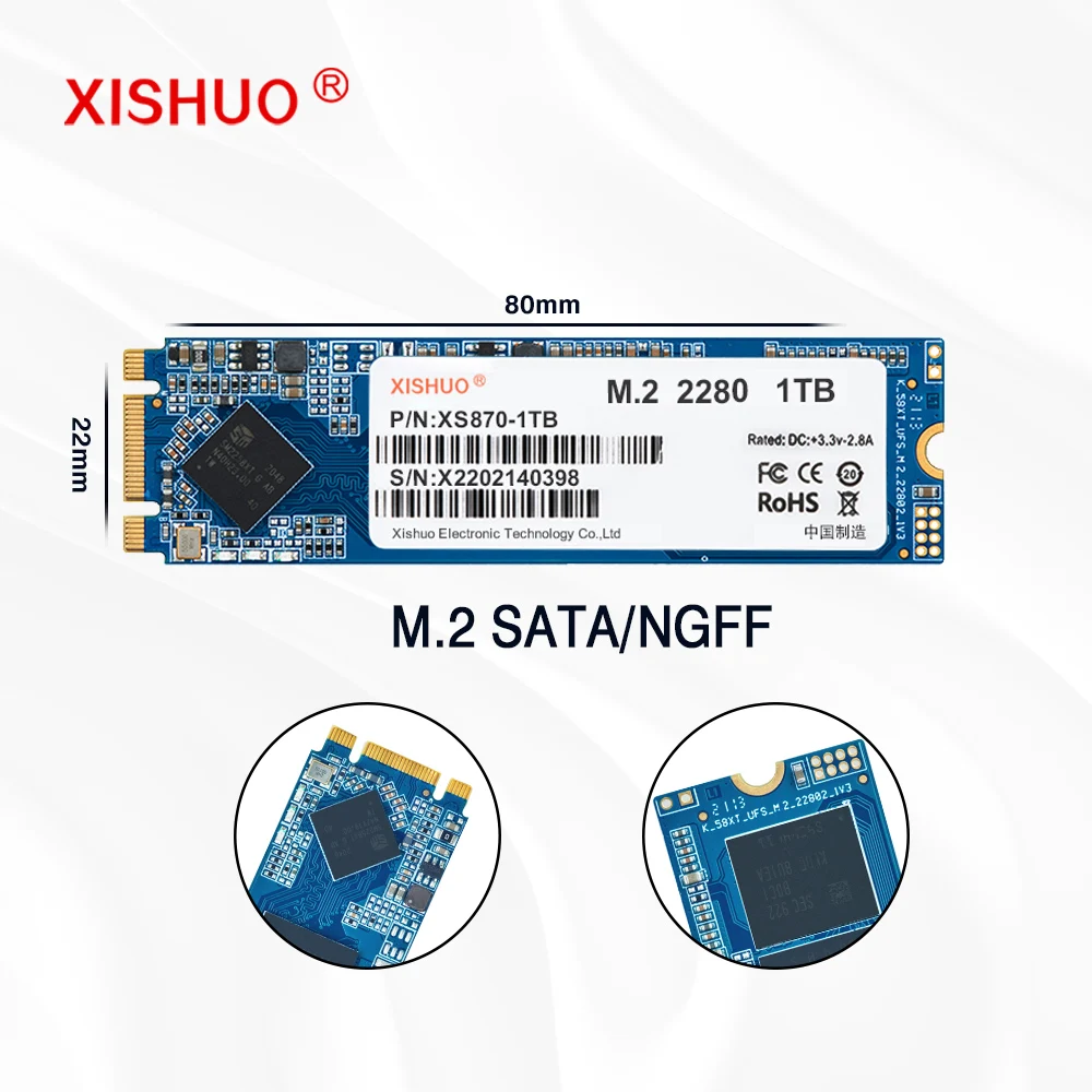 Xishuo оптовая продажа дешевый M.2 2280 SSD NGFF SATA Внутренний SSD-накопитель 128 ГБ 256 ГБ 512 ТБ для ноутбука и настольного компьютера твердотельный накопитель