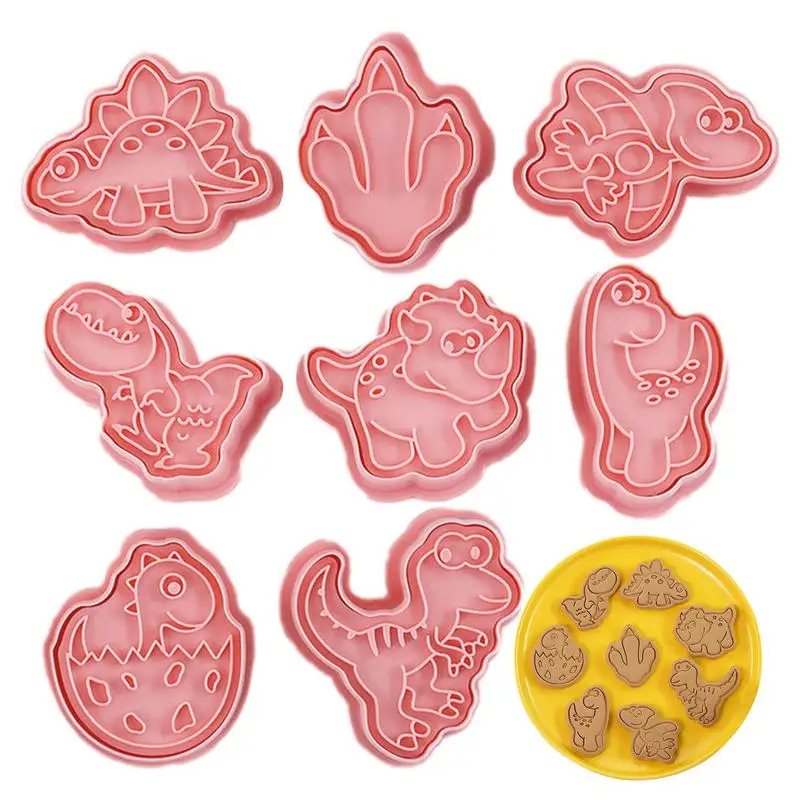 

Dinosaur Mold Biscuit Cutter Tool 8 Style 3D Dino Shape Molds Cutters Stamps Fondant Molds For Kids Children Baking Cookie