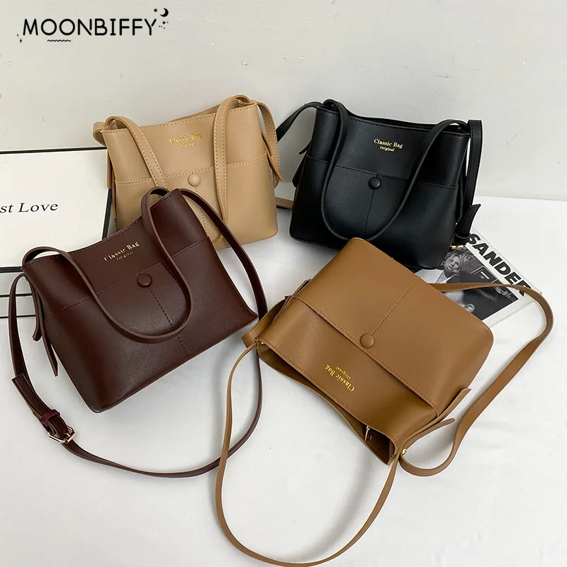 

Luxury Soft Pu Leather Crossbody Bag Classics Buckets Bag for Women Designer Shoulder Bags Large Capacity Tote Ladies Big Purses