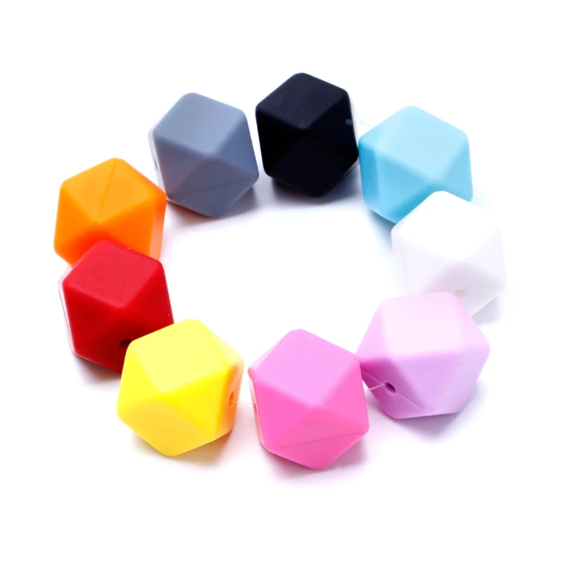 

5Pcs Silicone Hexagon Teething Beads Nursing Baby Teether Necklace Making DIY