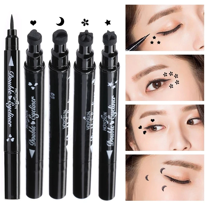 

Double Head Moon Star Heart Flower Liquid Eyeliner Pen Black Stamp Makeup Seal Eyeliner Pencil Waterproof Cosmetic