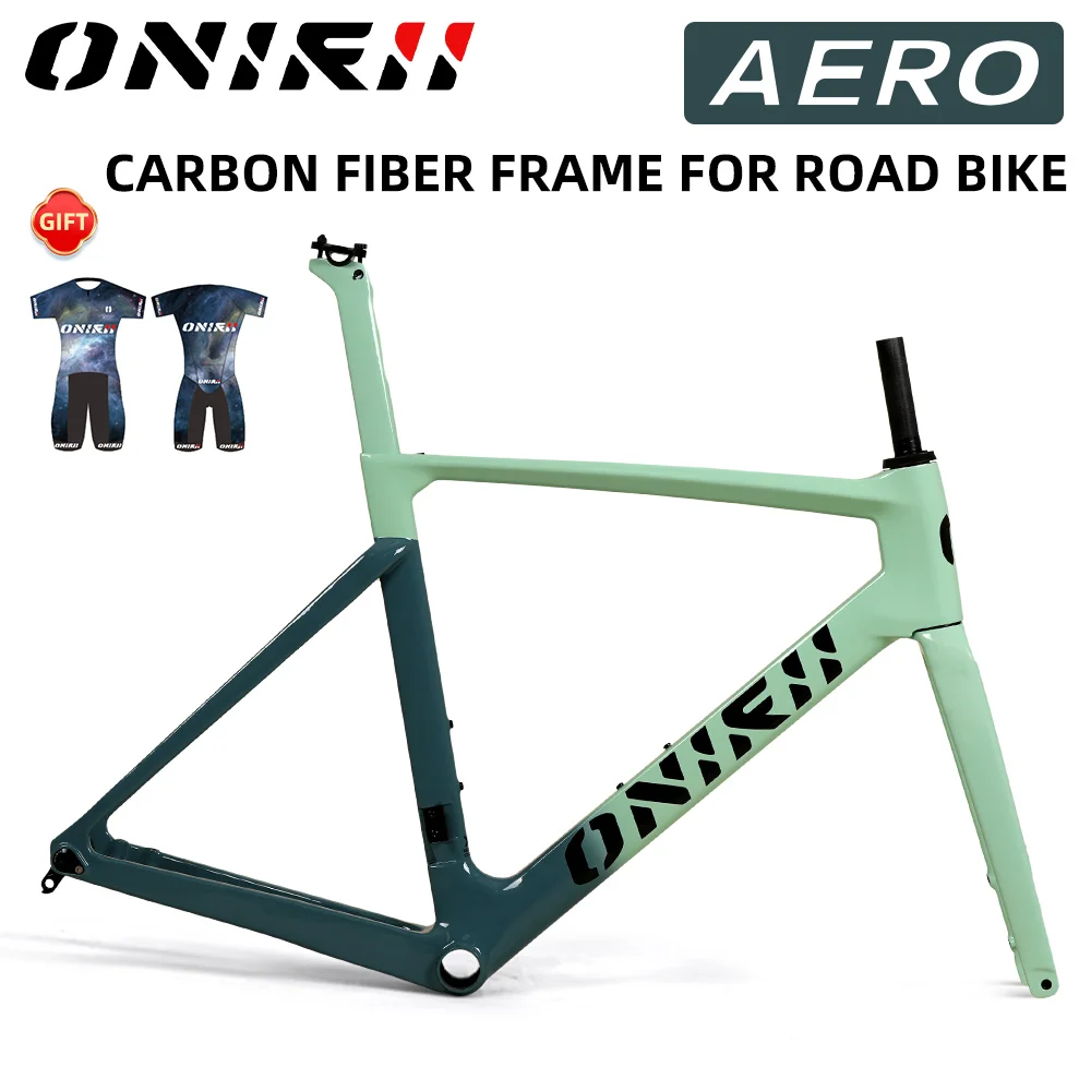Road Bike Frame Carbon with Front Fork, Headset, Seat Post, Tail Hook,Thru Axle  Parts 12x100mm 12x142mm for Cycling Race ONIRII